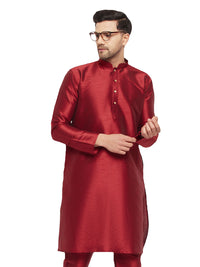 Thumbnail for VM by Vastramay Men's Maroon Silk Blend Kurta - Distacart