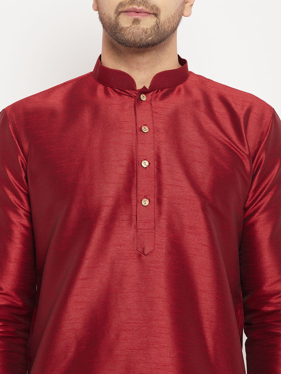 VM by Vastramay Men's Maroon And Rose Gold Silk Blend Kurta Pyjama Set - Distacart