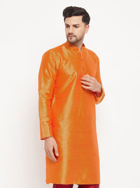 Thumbnail for VM by Vastramay Men's Orange Silk Blend Kurta - Distacart