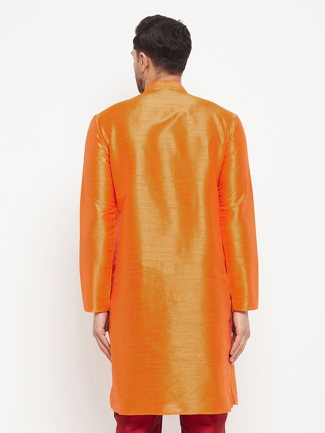 VM by Vastramay Men's Orange Silk Blend Kurta - Distacart