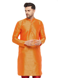 Thumbnail for VM by Vastramay Men's Orange Silk Blend Kurta - Distacart