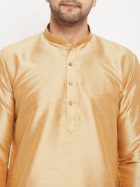 Thumbnail for VM by Vastramay Men's Rose Gold And Maroon Silk Blend Kurta Pyjama Set - Distacart