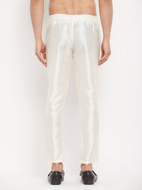 Thumbnail for VM by Vastramay Men's Cream Silk Blend Pant Style Pyjama - Distacart