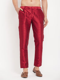 Thumbnail for VM by Vastramay Men's Maroon Silk Blend Pant Style Pyjama - Distacart
