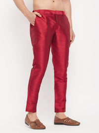 Thumbnail for VM by Vastramay Men's Maroon Silk Blend Pant Style Pyjama - Distacart