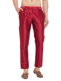 Thumbnail for VM by Vastramay Men's Maroon Silk Blend Pant Style Pyjama - Distacart