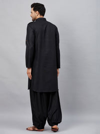 Thumbnail for VM by Vastramay Men's Black Cotton Blend Kurta And Patiala Set - Distacart