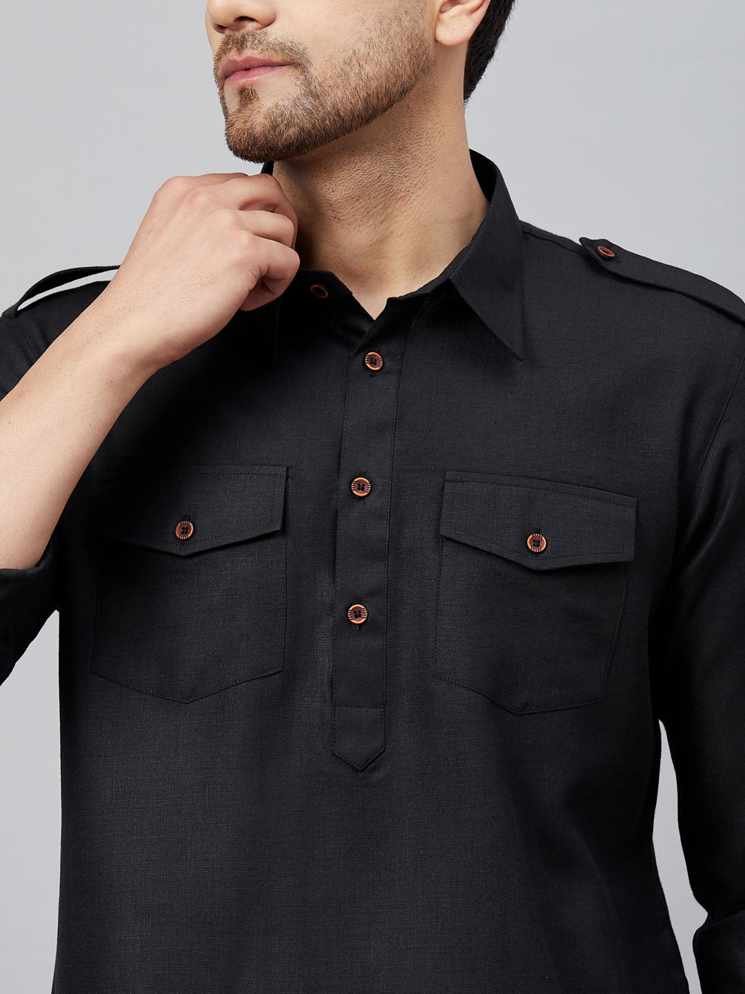 VM by Vastramay Men's Black Cotton Blend Kurta And Patiala Set - Distacart