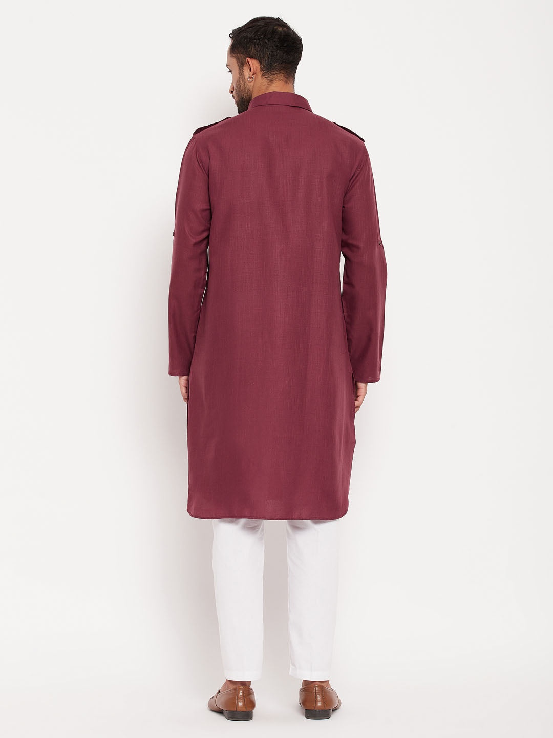 VM by Vastramay Men's Purple And White Cotton Blend Kurta Pyjama Set - Distacart