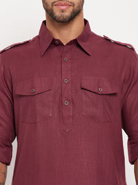 Thumbnail for VM by Vastramay Men's Purple And White Cotton Blend Kurta Pyjama Set - Distacart