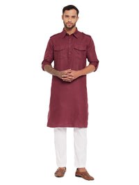 Thumbnail for VM by Vastramay Men's Purple And White Cotton Blend Kurta Pyjama Set - Distacart