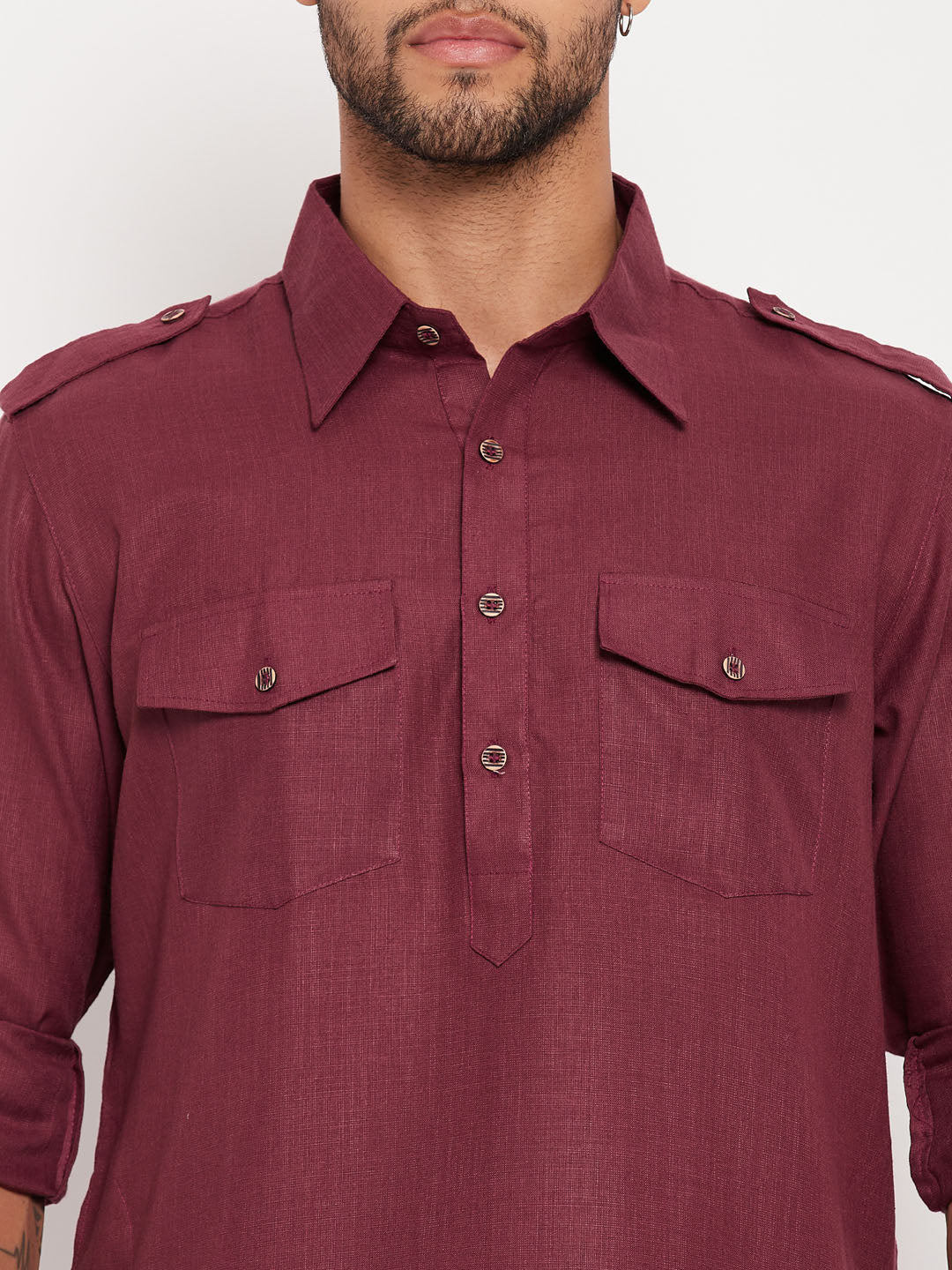 VM by Vastramay Men's Purple And White Cotton Blend Kurta Pyjama Set - Distacart