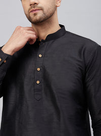 Thumbnail for VM by Vastramay Men's Black And Gold Cotton Blend Kurta Pyjama Set - Distacart