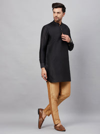 Thumbnail for VM by Vastramay Men's Black And Rose Gold Cotton Blend Kurta Pyjama Set - Distacart