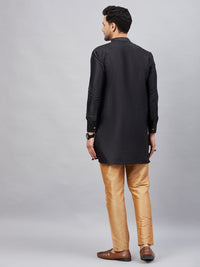 Thumbnail for VM by Vastramay Men's Black And Rose Gold Cotton Blend Kurta Pyjama Set - Distacart
