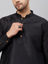 Thumbnail for VM by Vastramay Men's Black And Rose Gold Cotton Blend Kurta Pyjama Set - Distacart