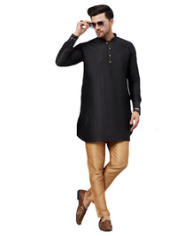Thumbnail for VM by Vastramay Men's Black And Rose Gold Cotton Blend Kurta Pyjama Set - Distacart