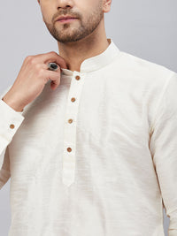 Thumbnail for VM by Vastramay Men's Cream And Black Cotton Blend Kurta Pyjama Set - Distacart