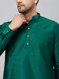 Thumbnail for VM by Vastramay Men's Green And Rose Gold Cotton Blend Kurta Pyjama Set - Distacart