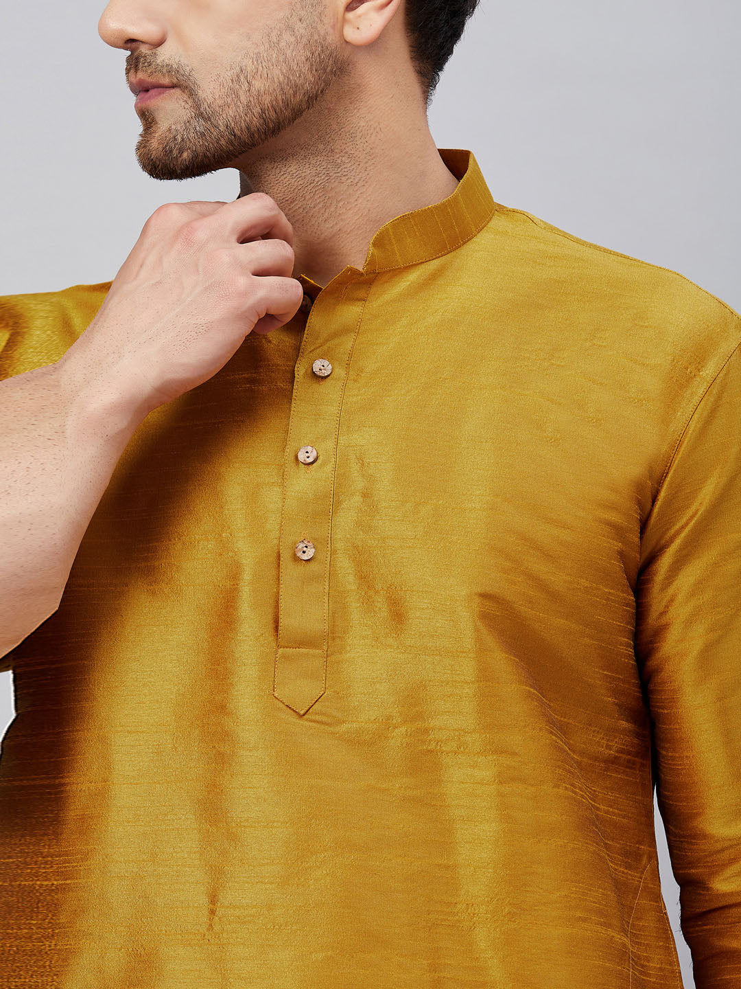 VM by Vastramay Men's Mustard And Maroon Cotton Blend Kurta Pyjama Set - Distacart