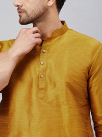 Thumbnail for VM by Vastramay Men's Mustard And Maroon Cotton Blend Kurta Pyjama Set - Distacart
