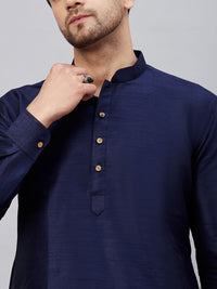 Thumbnail for VM by Vastramay Men's Navy Blue And Black Cotton Blend Kurta Pyjama Set - Distacart