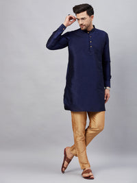 Thumbnail for VM by Vastramay Men's Navy Blue And Rose Gold Cotton Blend Kurta Pyjama Set - Distacart