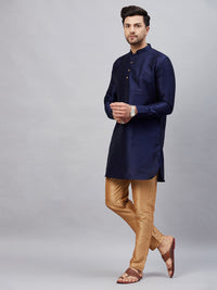 Thumbnail for VM by Vastramay Men's Navy Blue And Rose Gold Cotton Blend Kurta Pyjama Set - Distacart