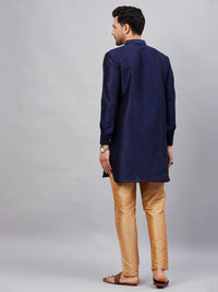 Thumbnail for VM by Vastramay Men's Navy Blue And Rose Gold Cotton Blend Kurta Pyjama Set - Distacart