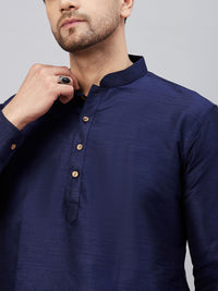 Thumbnail for VM by Vastramay Men's Navy Blue And Rose Gold Cotton Blend Kurta Pyjama Set - Distacart