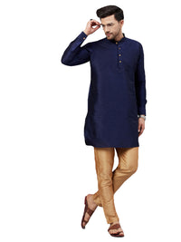 Thumbnail for VM by Vastramay Men's Navy Blue And Rose Gold Cotton Blend Kurta Pyjama Set - Distacart