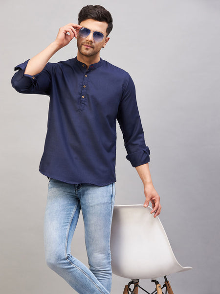 VM by Vastramay Men's Blue Cotton Blend Kurta - Distacart