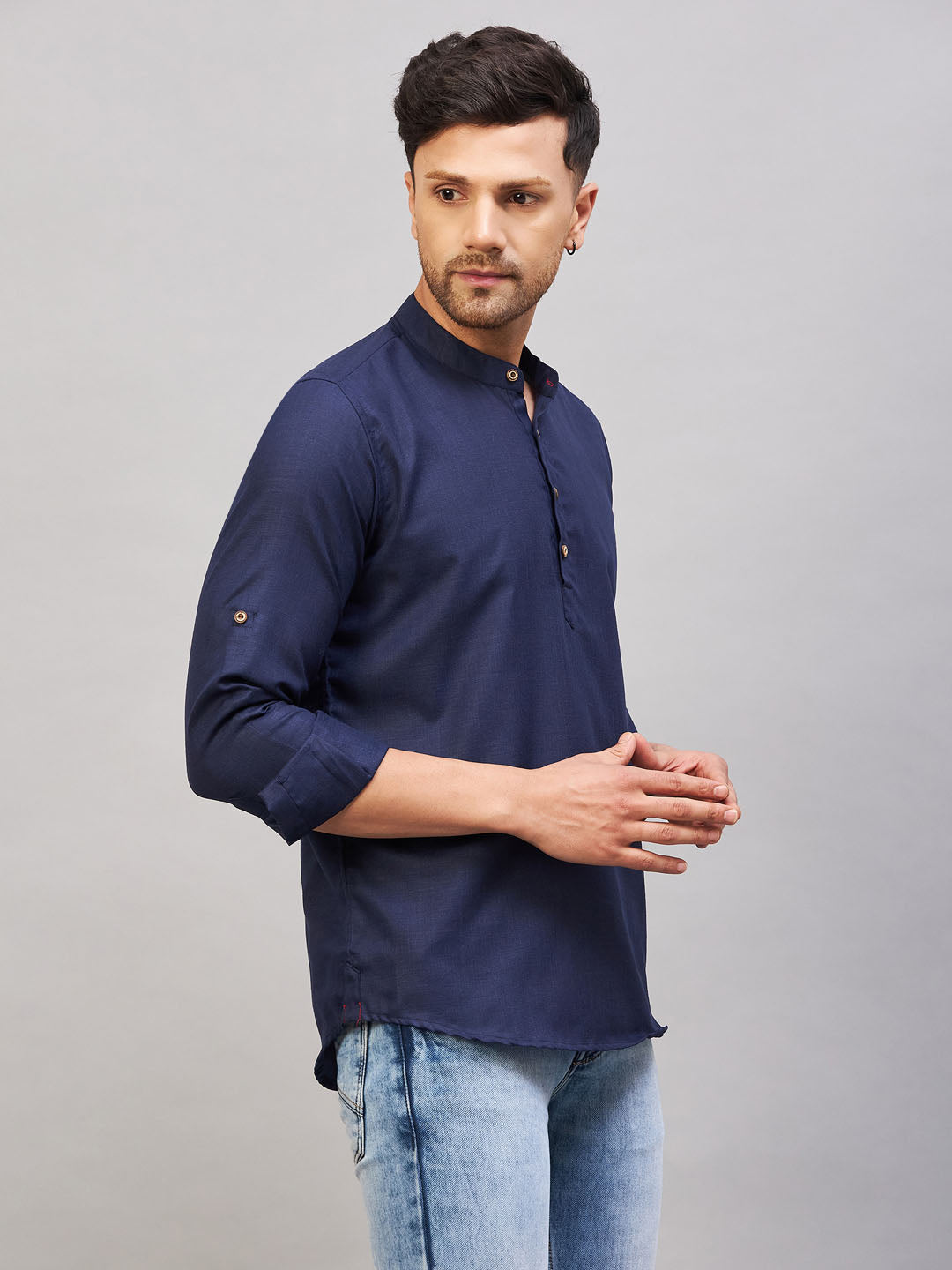 VM by Vastramay Men's Blue Cotton Blend Kurta - Distacart