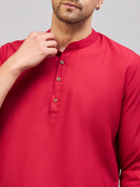 Thumbnail for VM by Vastramay Men's Maroon Cotton Blend Kurta - Distacart