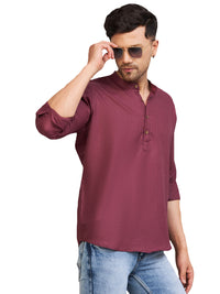 Thumbnail for VM by Vastramay Men's Purple Cotton Blend Kurta - Distacart