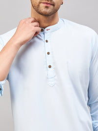 Thumbnail for VM by Vastramay Men's Aqua Cotton Blend Kurta - Distacart