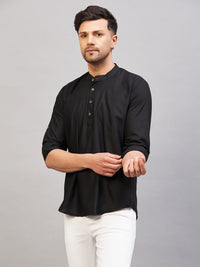 Thumbnail for VM by Vastramay Men's Black Cotton Blend Kurta - Distacart