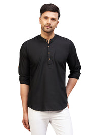 Thumbnail for VM by Vastramay Men's Black Cotton Blend Kurta - Distacart