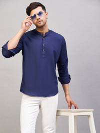 Thumbnail for VM by Vastramay Men's Blue Cotton Blend Kurta - Distacart