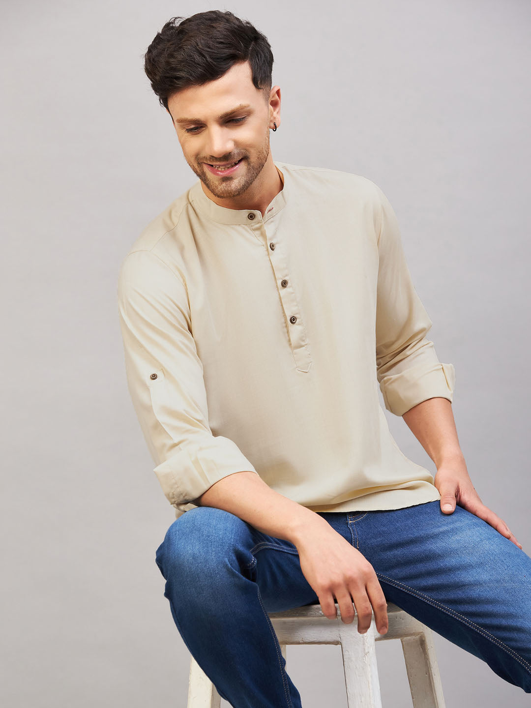 VM by Vastramay Men's Green Cotton Blend Kurta - Distacart