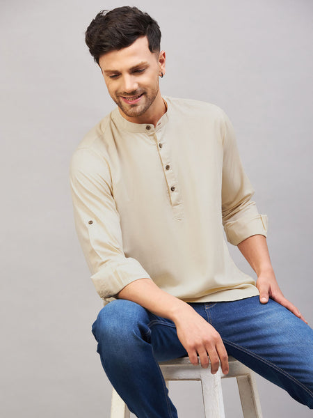 VM by Vastramay Men's Green Cotton Blend Kurta - Distacart