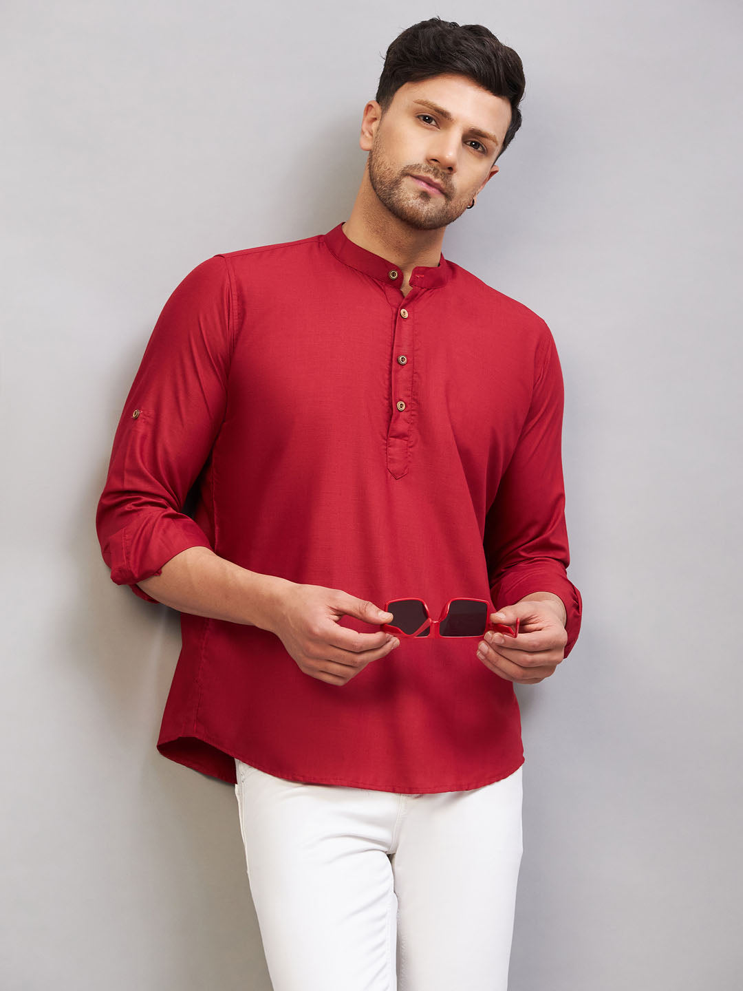 VM by Vastramay Men's Maroon Cotton Blend Kurta - Distacart