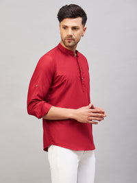 Thumbnail for VM by Vastramay Men's Maroon Cotton Blend Kurta - Distacart