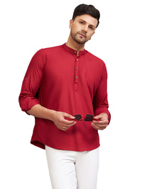 Thumbnail for VM by Vastramay Men's Maroon Cotton Blend Kurta - Distacart
