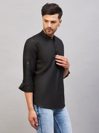 Thumbnail for VM by Vastramay Men's Black Cotton Blend Kurta - Distacart