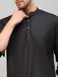 Thumbnail for VM by Vastramay Men's Black Cotton Blend Kurta - Distacart