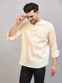 Thumbnail for VM by Vastramay Men's Cream Cotton Blend Kurta - Distacart