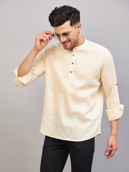 VM by Vastramay Men's Cream Cotton Blend Kurta - Distacart