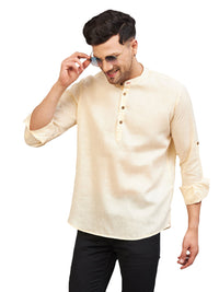 Thumbnail for VM by Vastramay Men's Cream Cotton Blend Kurta - Distacart