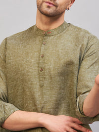 Thumbnail for VM by Vastramay Men's Green Cotton Blend Kurta - Distacart